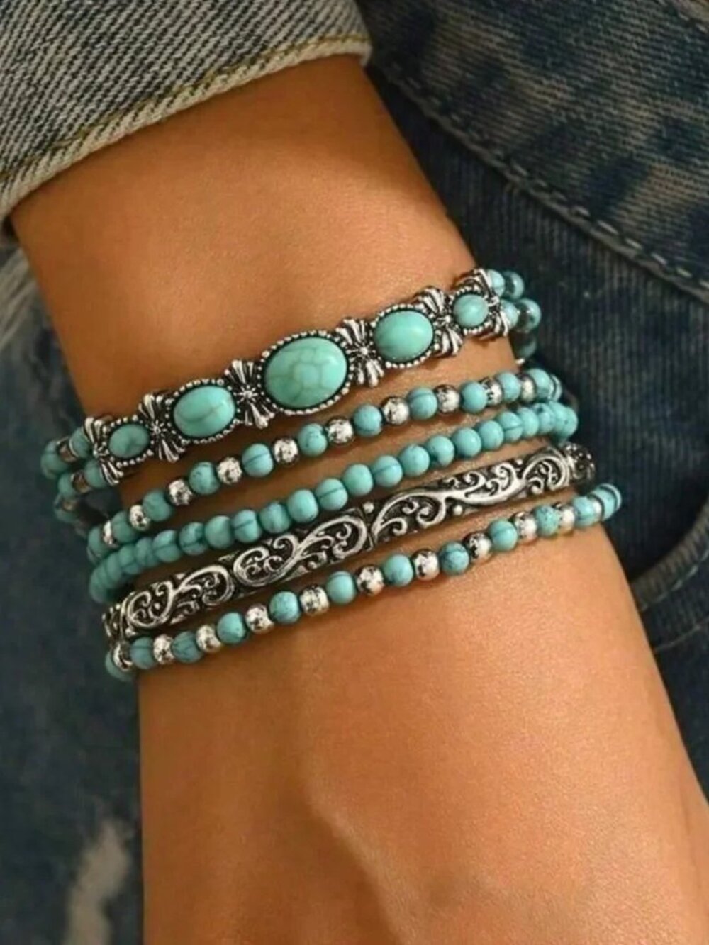 TurquoiseBeaded Bracelet Set1743